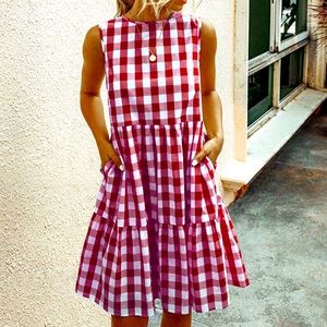 NWOT dress in red gingham print- Sz Small